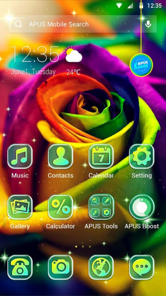 Colorful Rose APUS Launcher theme