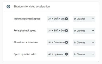 Shortcuts for video acceleration