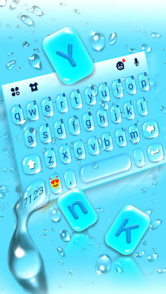 Blue 3d Waterdrops Keyboard Theme