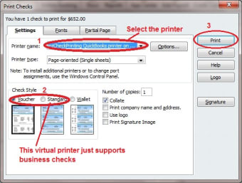QuickBooks Check Virtual Printer