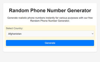 Random Phone Number Generator