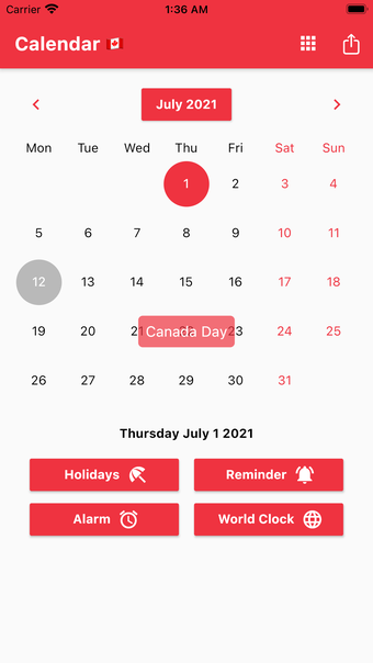 Canadian Calendar 2024