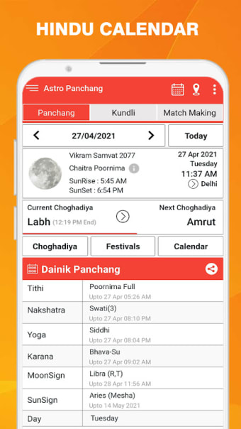 Astro Panchang - Kundli - Hindu Calendar