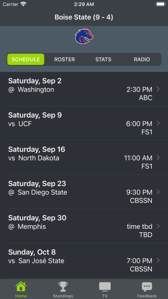 Boise State Football Schedules