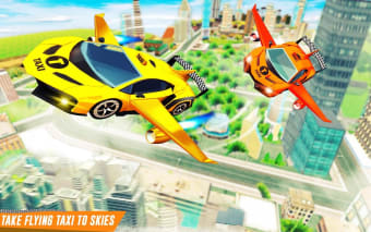 Flying Car Yellow Cab City Taxi Driving Games