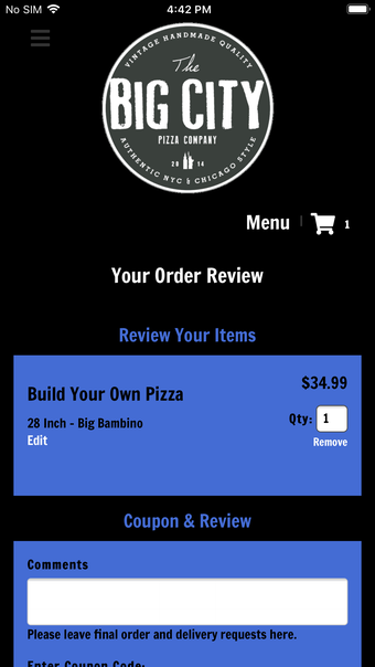 Big City Pizza Online Ordering