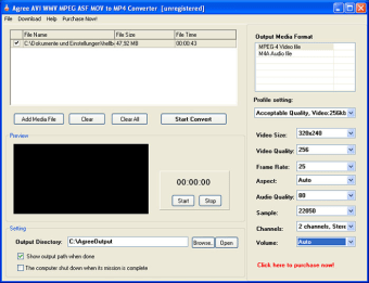 Agree AVI WMV MPEG ASF MOV to MP4 Converter