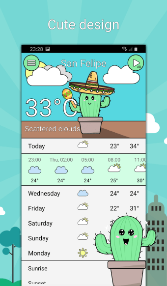 Cactus weather app: Forecast  widget  clocks