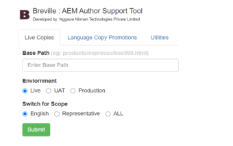 Breville AEM Author Support Tool