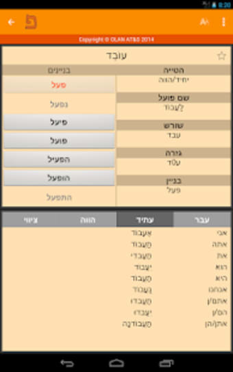 IRIS Hebrew Verbs