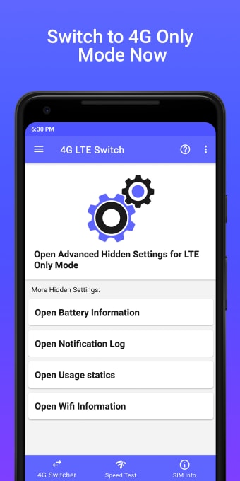 4G LTE Network Switch - Speed Test  SIM Card Info