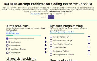 100 Interview Problems Checklist