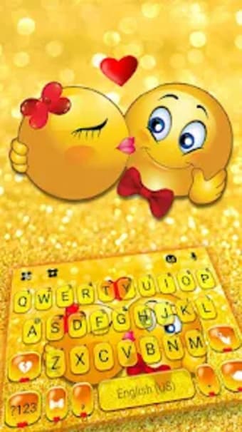 Glitter Gold Love Emojis Keybo