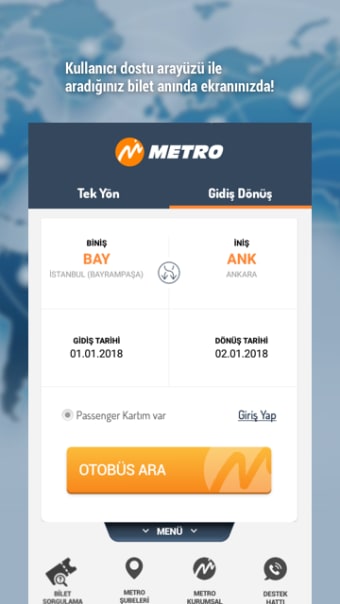 MetroTurizm Online Ticket Sale