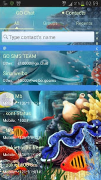 Sea Fish Theme GO SMS Pro
