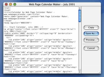 Web Page Calendar Maker