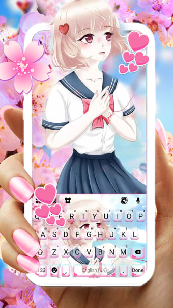 Anime Sakura Girl Keyboard Background