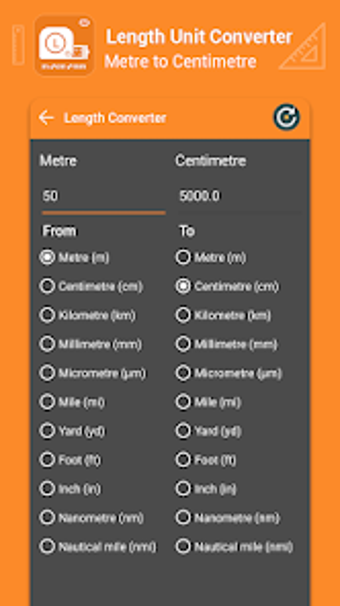 Meter to Centimetres Length Co