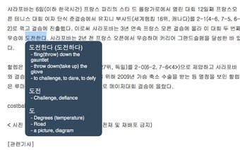 Toktogi: A Korean-English Popup Dictionary