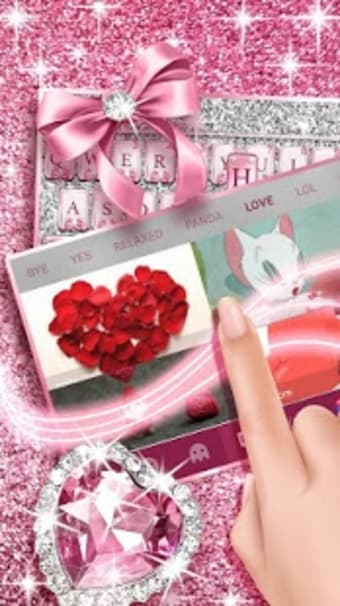 Pink Bow Diamond Luxury Keyboard Theme
