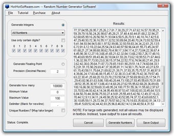 Random Number Generator to create random numbers