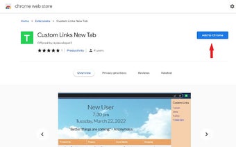 Custom Links New Tab