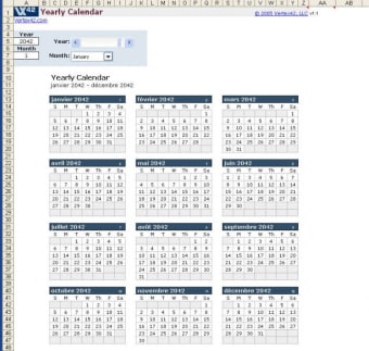 Modèle de Calendrier Excel annuel