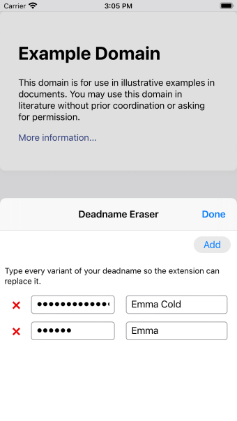 Deadname Eraser for Safari