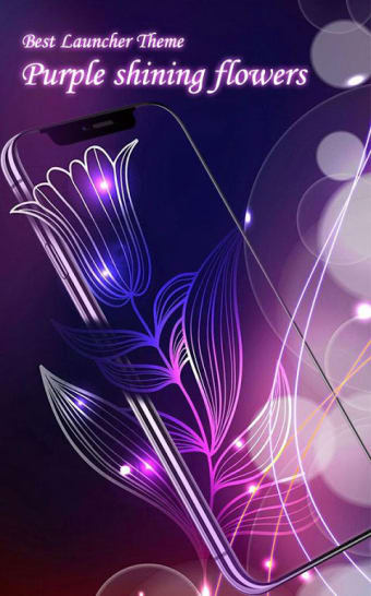 Abstract Neon Shiny Purple Flower stylish Theme