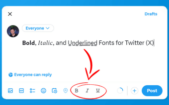 X (Twitter) Post Text Editor - Bold, Italic, Underline
