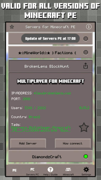 Multiplayer Servers for Minecraft PE  PC w Mods