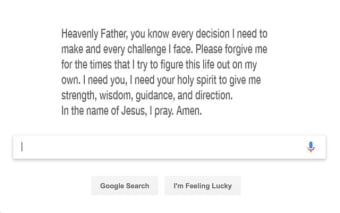 Pray for GODs' guidance in a Google search