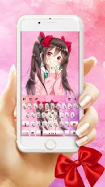 Anime Pink Girl Keyboard Theme