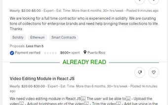 UPWORK ALREADY READ / DARK THEME