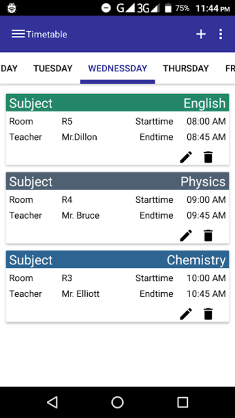 Timetable for student