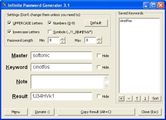 Infinite Password Generator