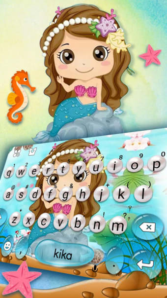 Cartoon Mermaid Pearls Keyboard Theme