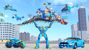 Dino Robot: Police Car Games