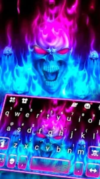 Horror Fire Skull Keyboard The