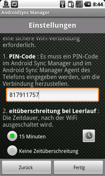 Android Sync Manager WiFi Agent
