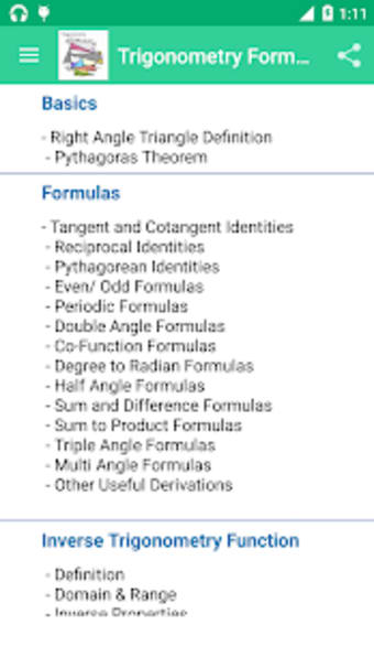 Trigonometry Formula Reference Free