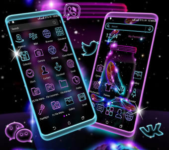 Neon Particle Feather Launcher Theme