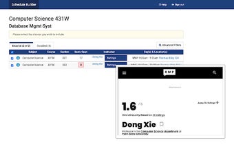 Penn State Course Scheduler Rate My Professor Integration