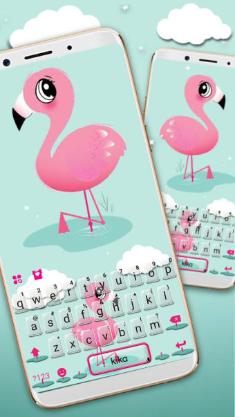 Cartoon Pink Flamingo Keyboard Theme