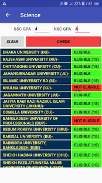 University Eligibility Checker