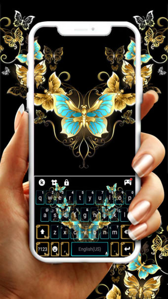 Vintage Golden Butterfly Keyboard Theme