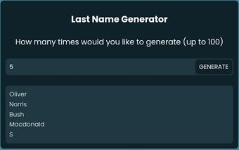 Random Last Name Generator