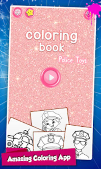Police Coloring Book Glitter
