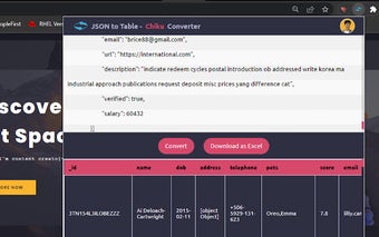 JSON to Table Converter - Chiku Converter