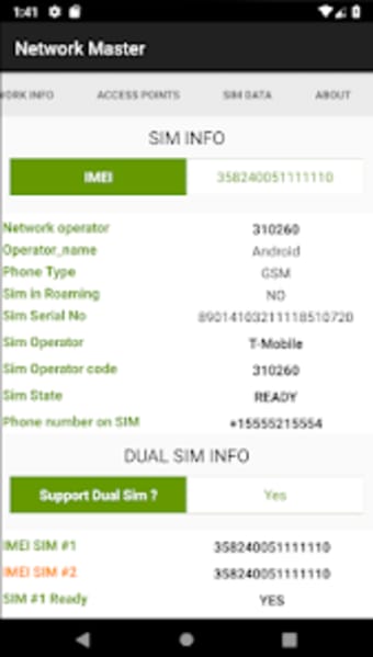 Master Network Info  SIM Quer